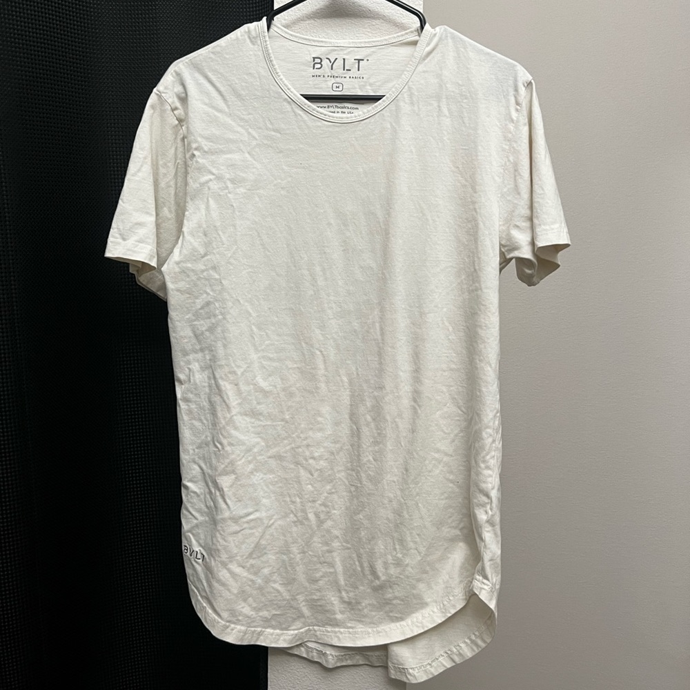 BYLT Curve Hem White Tee, Size: M